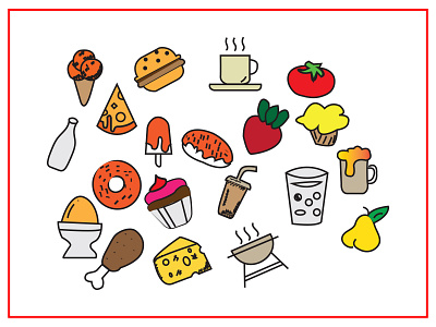Doodles food icons design doodles food icons graphic design icons illustration illustrator photoshop