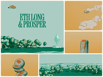 ETHWarsaw Animation Set 3d 3d motion animation arnold branding c4d city cityscape conference crypto design ethereum illustration motion motion graphics solarpunk sunset