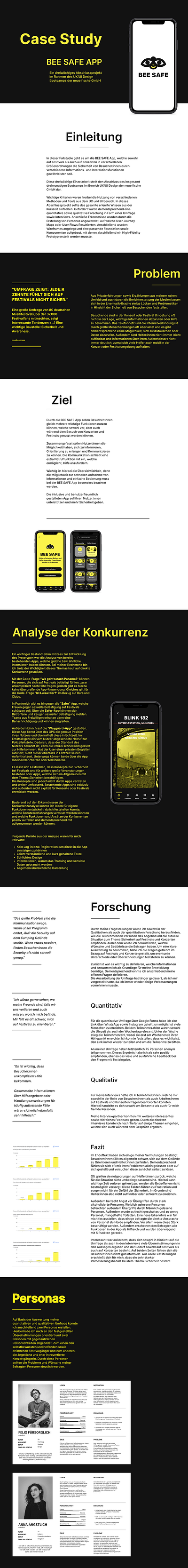 Sicherheitsapp für Musikveranstaltungen // BEE SAFE app design figma illustration logo ui user flow user persona user testing ux