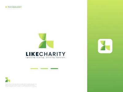 Like Charity design gradient logo green logo illustration like like charity logo like logo minmal logo tech tech logo