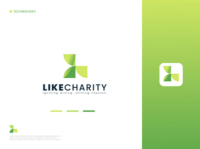 Like Charity design gradient logo green logo illustration like like charity logo like logo minmal logo tech tech logo