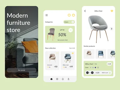 Furniture store app buy cart discount e commerce furniture furniture store mobile design online purchase sale store ui ui ux ux