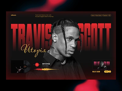 oMusic animation black blog branding case study design fire graphic design hiphop illustration logo music news rap red travis scott ui ux webdesign yellow