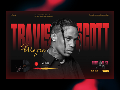 oMusic animation black blog branding case study design fire graphic design hiphop illustration logo music news rap red travis scott ui ux webdesign yellow