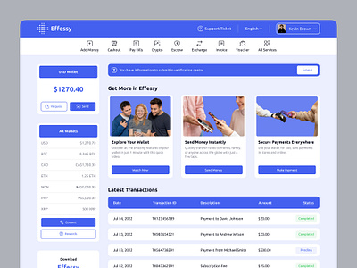 Effessy - Web App Design currency exchange design digital wallet escrow escrow payments financial management financial transactions fintech fintech design modern fintech design payment solutions request money send money ui ui design user experience user interface wallet app ui wallet web app web app