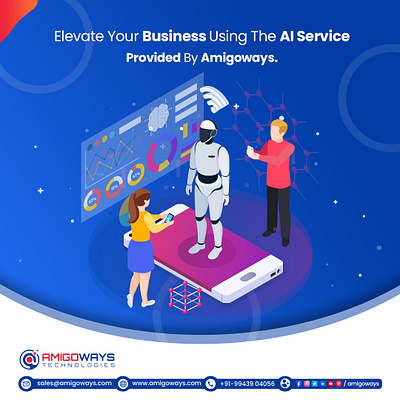 Elevate Your Business Using The AI Service Provided By Amigoways amigoways amigowaysappdevelopers amigowaysteam illustration