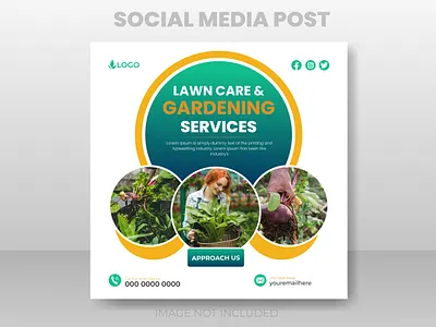 Lawn Care and garden service social media post design template advertising post