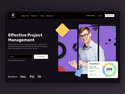 Project Management Software - Landing Page android app branding buy tickets elinext entertainment event tickets events filters find event ios app music festival musical festival search event select seat ticket ui ux