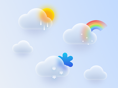 Glass morphism Weather icons branding design glass effect glass morphism graphic design icons illustration logo replica replicate ui ui design ux vector weather weather icons web ui