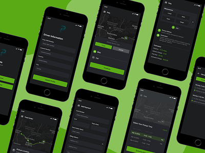 Pida Courier Delivery App app appdesign branding courierapp courierdelivery darktheme design greencolor typography ui uidesign uxdesign