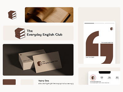 The Everyday English Club book book logo books branding business card card english graphic design illustration instagram library logo logo pastel colors reading social media stories visiting card