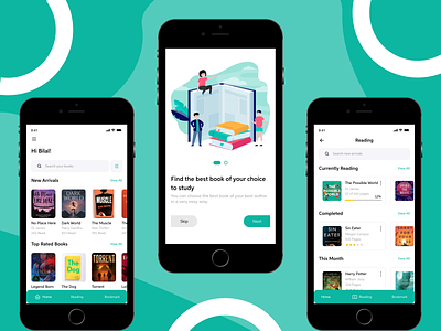 Books Reading App app books app design books illustrations books reading books ui design design ui vector