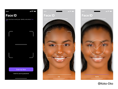 A biometric authentication UI #uidesign #faceid facaid challenge ui