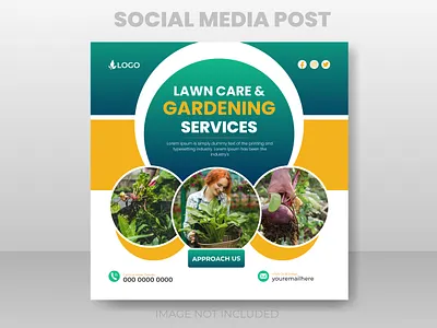 lawn care and garden service social media post design template advertising post