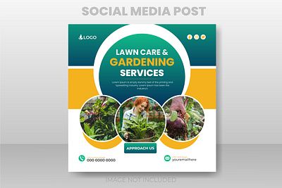 lawn care and garden service social media post design template advertising post