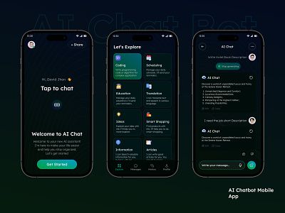 AI Chatbot Mobile App ai ai app ai assistant app design artificial intelligence audio chat chat box chatbox ai chatbox app chatgpt mobile app ui voice record