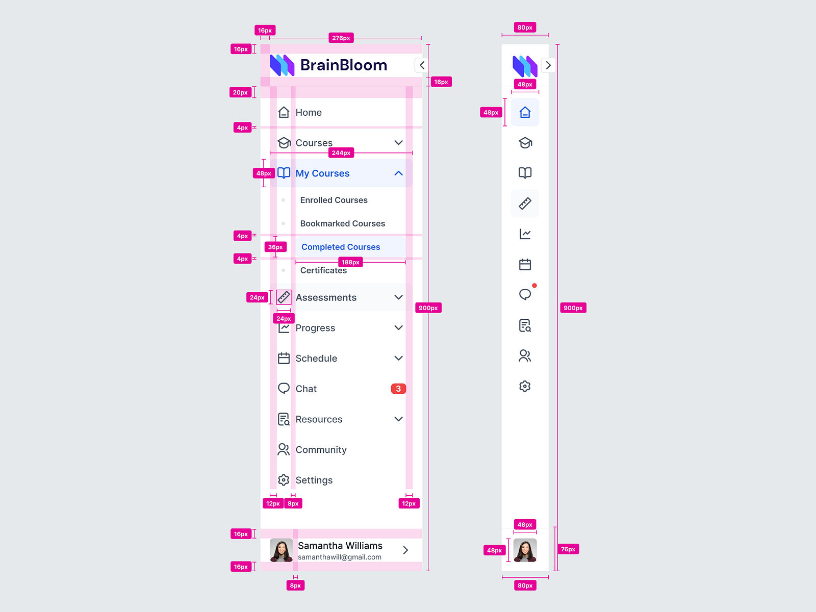 Expandable Sidebar Navigation BrainBloom Platform 🎓 by Amplifyn on