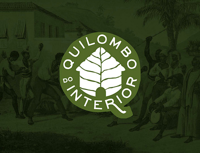 Quilombo do interior brazil capoeira culture encounter freedom gteen home leaf logo logotype meeting quilombo river