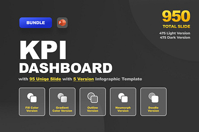 KPI Dashboard 5 Version bundle dashboard doodle easy to edit easy to use gradient neumorph template templates for instagram