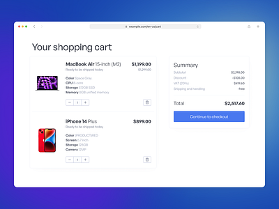 Shopping cart exercise cart checkout desktop ecommerce flat shopping sleek web design