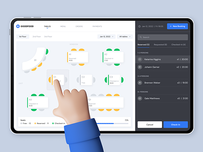 Restaurant POS System checkout dashboard elinext floor management menu operating system orders payment plan pos pos terminal product design restaurant saas system tablet ui ux web app