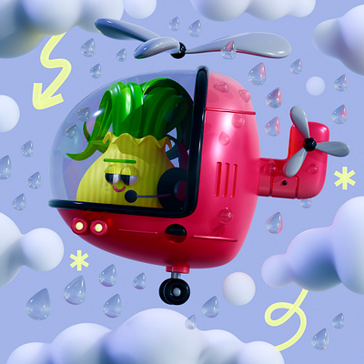 Keep Smiling 🧅🚁⛈ 3d happy helicopter love onion weather
