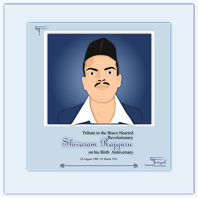 Shivaram Rajguru (24 aug 1908) graphic design illustration portraits vector