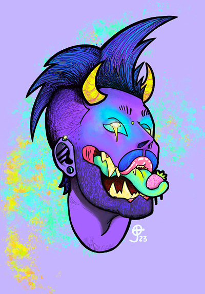 "VORETICIA," 2023. creature drag queen goth graphic design illustration lewd monster neon procreate queer vampire vore