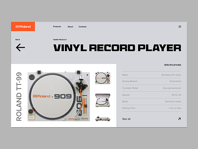 Vinil record player design graphic design landig page landing minimalism music player roland ui vinil музыка