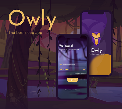 Owly - the best sleep app app branding design graphic design illustration logo owl sleep sleep app typography ui ux vector