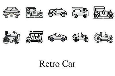 Icons Package Retro Car Vintage animation branding graphic design logo motion graphics ui