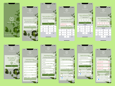 FloraExpress (Mobile App Authorization) app application authentication authorization design figma flora flow login mobile app new registration ui ux