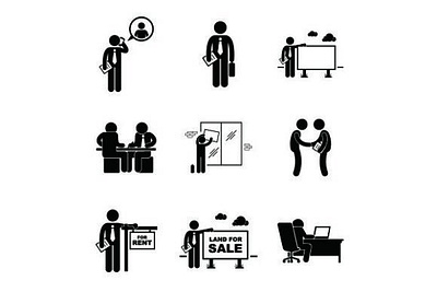 Stick figures Icons Black animation branding graphic design logo