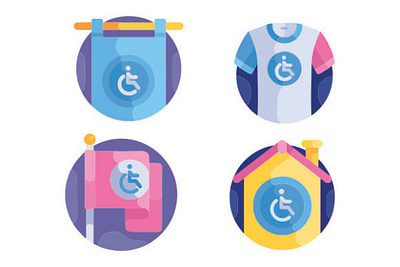 Flat icons Disabilities 3d animation branding graphic design logo motion graphics ui