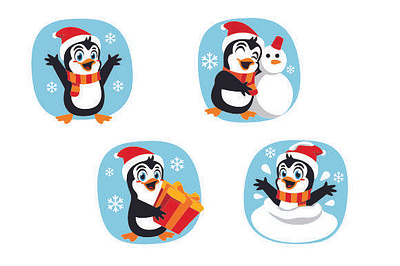 Winter Penguin Characters 3d animation branding graphic design logo motion graphics ui