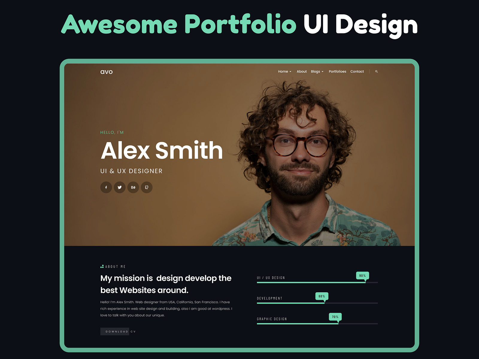 Awesome Portfolio UI by Md Arfan Khan on Dribbble