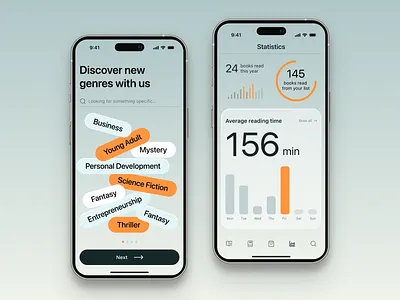 Reading app app books discover glassmorphism graphs mobile mobile app reading app reading time statistics uiux