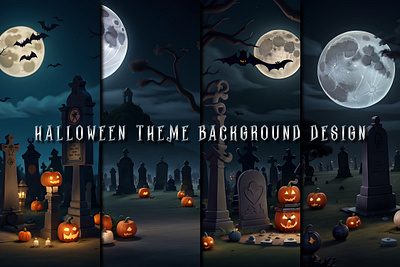 Halloween Theme Background Design 3d ai art ai character ai design design frame graphic design graveyard hallloween night halloween halloween design halloween moonlit night illustration logo ui