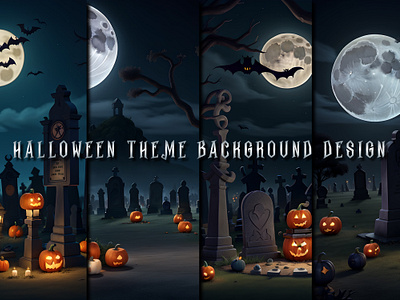 Halloween Theme Background Design 3d ai art ai character ai design design frame graphic design graveyard hallloween night halloween halloween design halloween moonlit night illustration logo ui