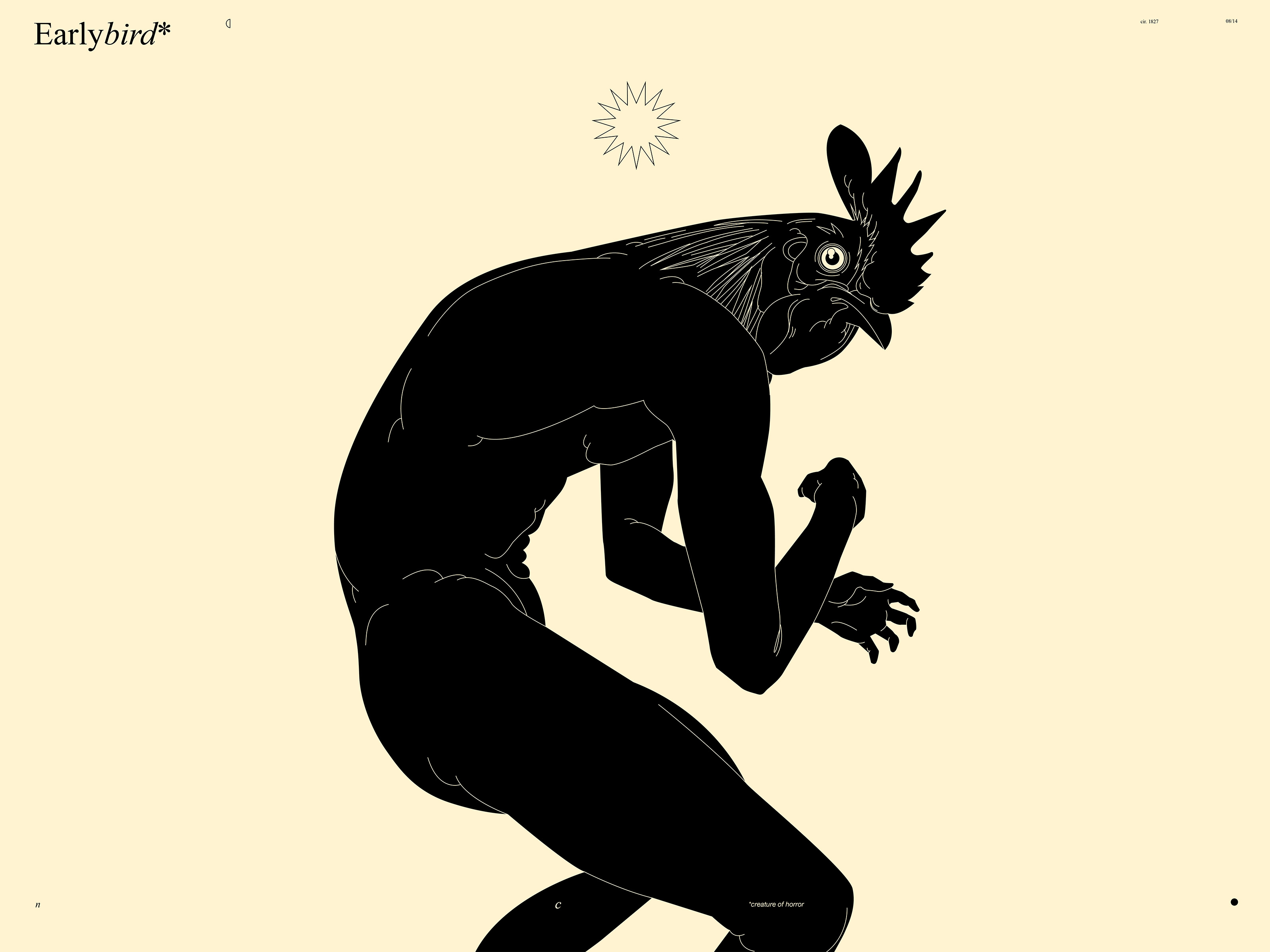 Earlybird* abstract bird bird illustration composition creature design figure figure illustration graphic graphical illustration horror horror illustration illustration laconic lines minimal monotone poster rooster rooster head rooster illustration