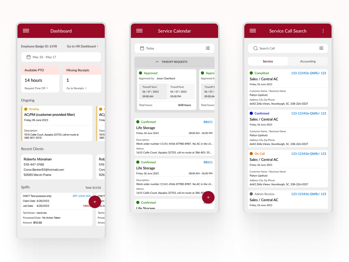 Contractor Task Tracking App cards contractor task tracking app mobile mobile dashboard ui