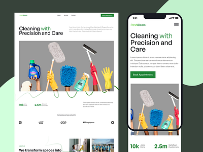 FreshBloom. Cleaning Agency Website app design graphic design logo ui ux vector web design