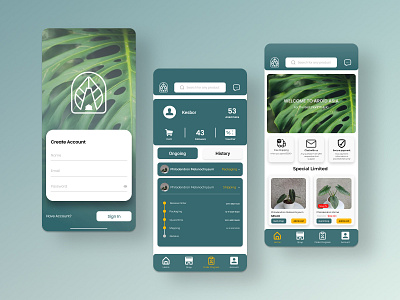 Aroidasia - Florist Mobile Apps branding graphic design ui