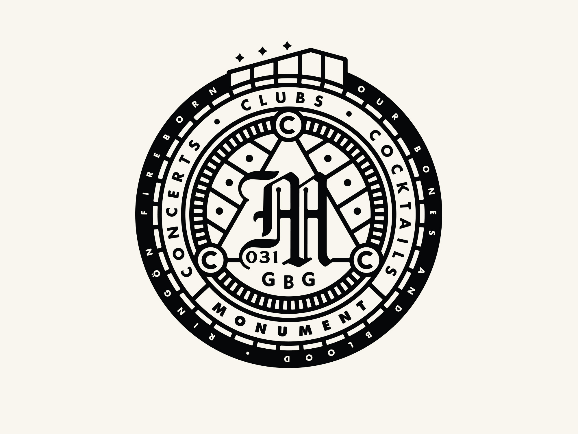 Monument 031 GBG brand identity branding concert venue growcase hardcore heavy metal hiphop identity logo logo design logotype monument monument 031 gbg music venue