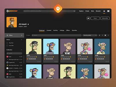 Pawzaar – Shibarium NFT Marketplace crypto marketplace nft ui ux