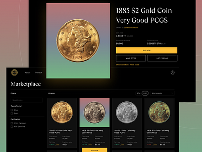 NFT Marketplace for Historic Pre-1933 US Coins crypto design interface design marketplace nft ui ux