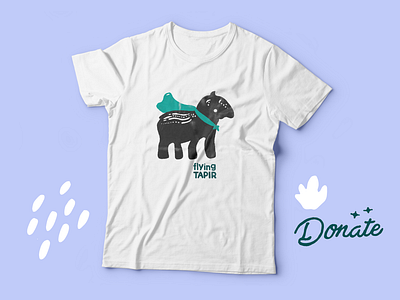 Flying tapir t-shirt branding graphic design illustration