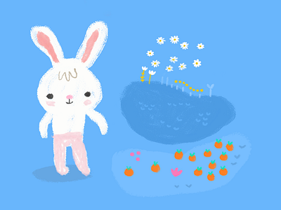 Bunny garden illustration