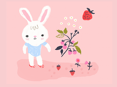 Bunny strawberry illustration