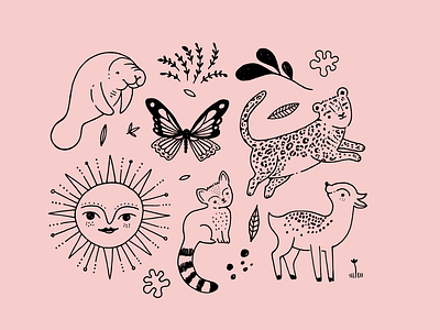 Jungle animals graphic design illustration vector